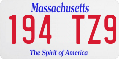 MA license plate 194TZ9