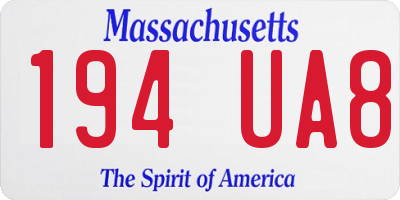 MA license plate 194UA8
