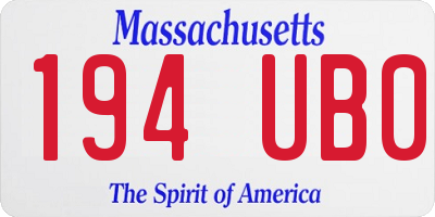 MA license plate 194UB0