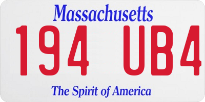 MA license plate 194UB4