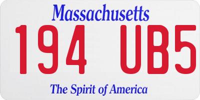 MA license plate 194UB5