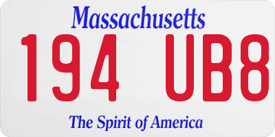 MA license plate 194UB8