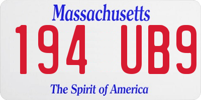 MA license plate 194UB9