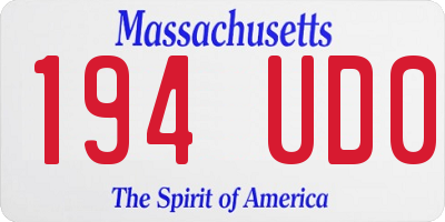 MA license plate 194UD0