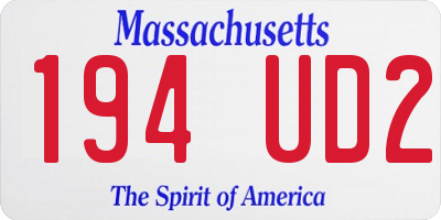 MA license plate 194UD2
