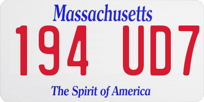 MA license plate 194UD7