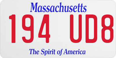 MA license plate 194UD8