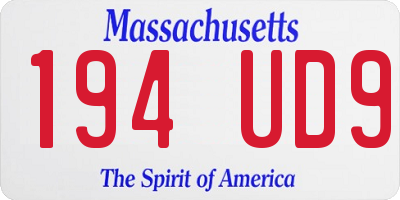 MA license plate 194UD9