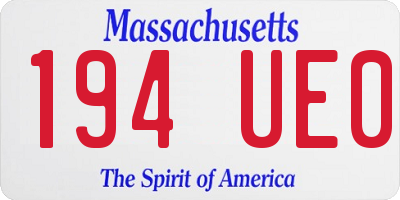 MA license plate 194UE0