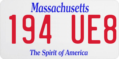 MA license plate 194UE8