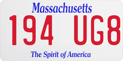 MA license plate 194UG8