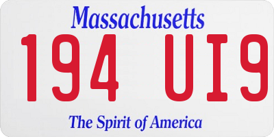 MA license plate 194UI9