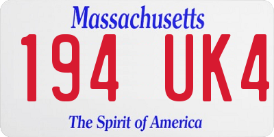 MA license plate 194UK4