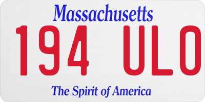 MA license plate 194UL0