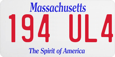 MA license plate 194UL4