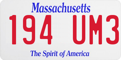 MA license plate 194UM3