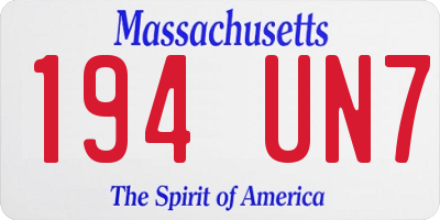 MA license plate 194UN7