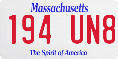 MA license plate 194UN8
