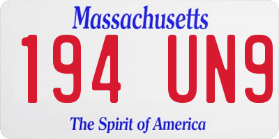 MA license plate 194UN9