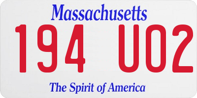 MA license plate 194UO2