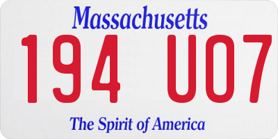 MA license plate 194UO7