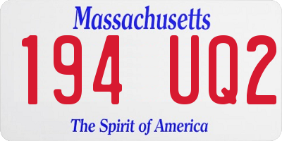MA license plate 194UQ2