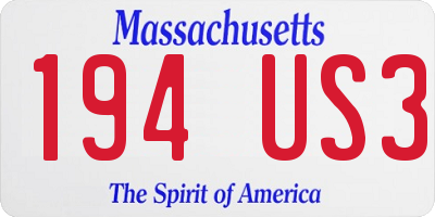 MA license plate 194US3