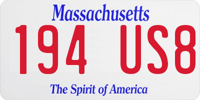 MA license plate 194US8