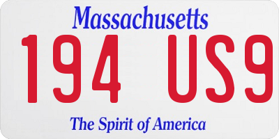 MA license plate 194US9