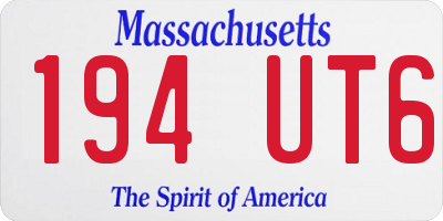MA license plate 194UT6