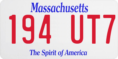 MA license plate 194UT7