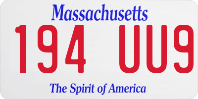 MA license plate 194UU9