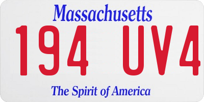 MA license plate 194UV4