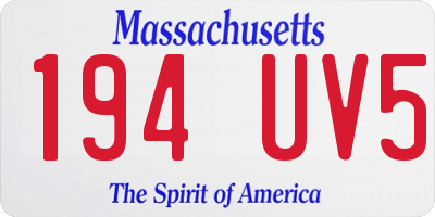 MA license plate 194UV5