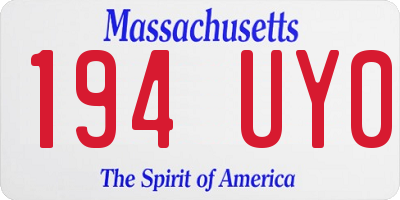MA license plate 194UY0