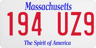 MA license plate 194UZ9