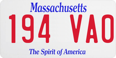 MA license plate 194VA0