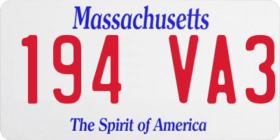 MA license plate 194VA3
