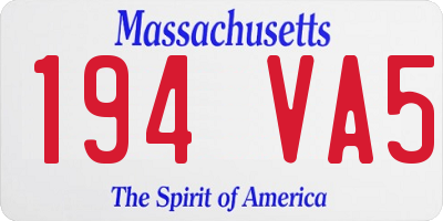 MA license plate 194VA5