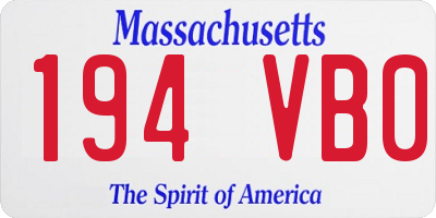 MA license plate 194VB0