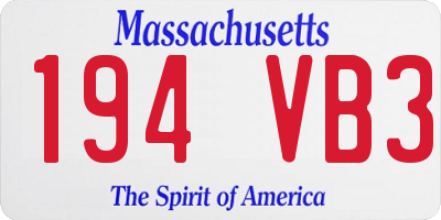 MA license plate 194VB3