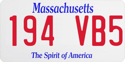 MA license plate 194VB5
