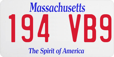 MA license plate 194VB9