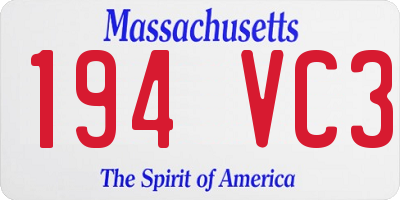MA license plate 194VC3