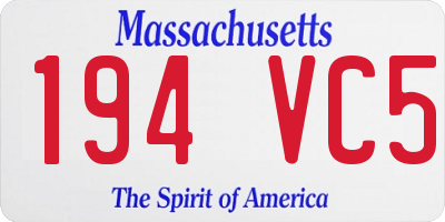 MA license plate 194VC5