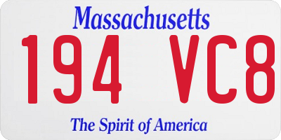 MA license plate 194VC8