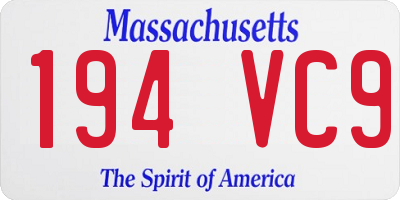 MA license plate 194VC9