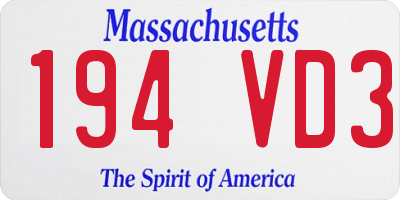MA license plate 194VD3