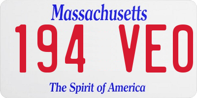 MA license plate 194VE0