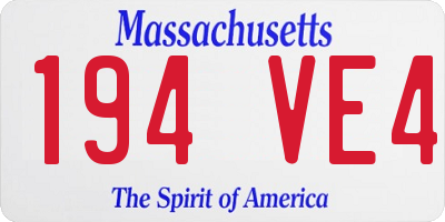 MA license plate 194VE4
